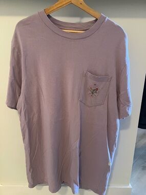Aime Leon Dore Lavender Pocket Tee with Floral Embroidery